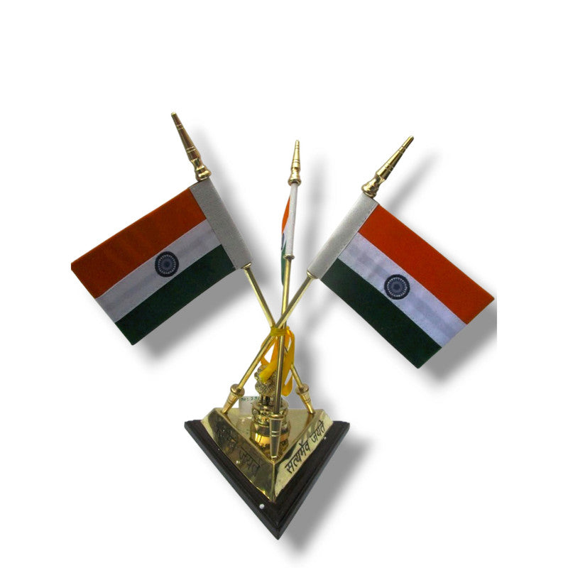 BRASS Indian NATIONAL Emblem with FLAG - BRASS - Republic of INDIA - Table Decor (2948)