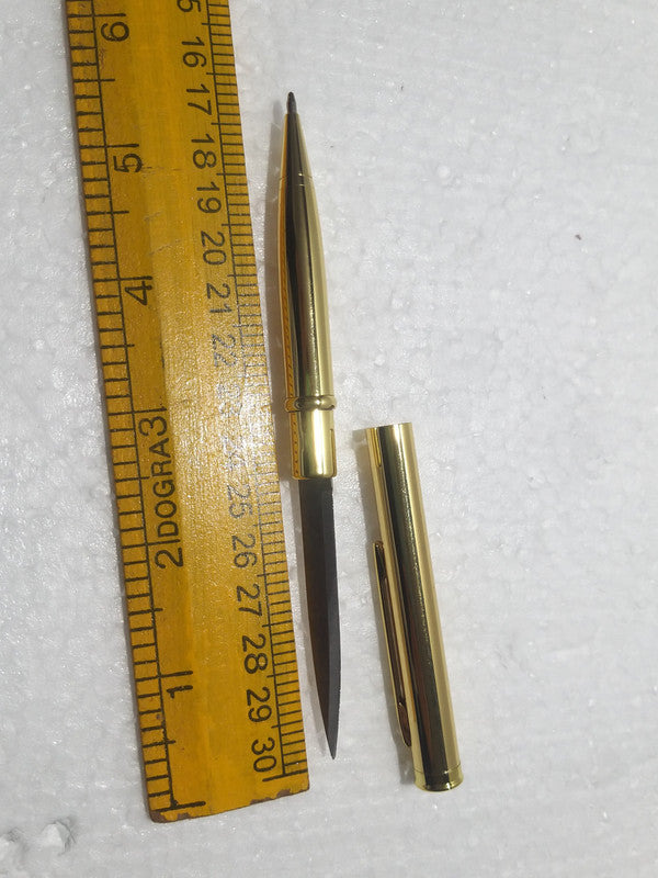 2 In 1 Self Defensive Tool Pen Knife In Gold Plated For Multipurpose Use (3094)