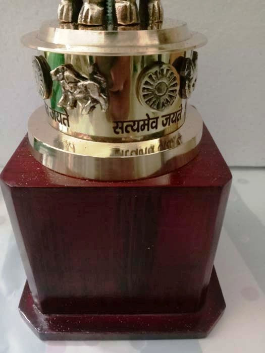 9" Brass Ashok Stambh Indian National Emblem | Ashoka Chakra Office Desk Memento (3410)