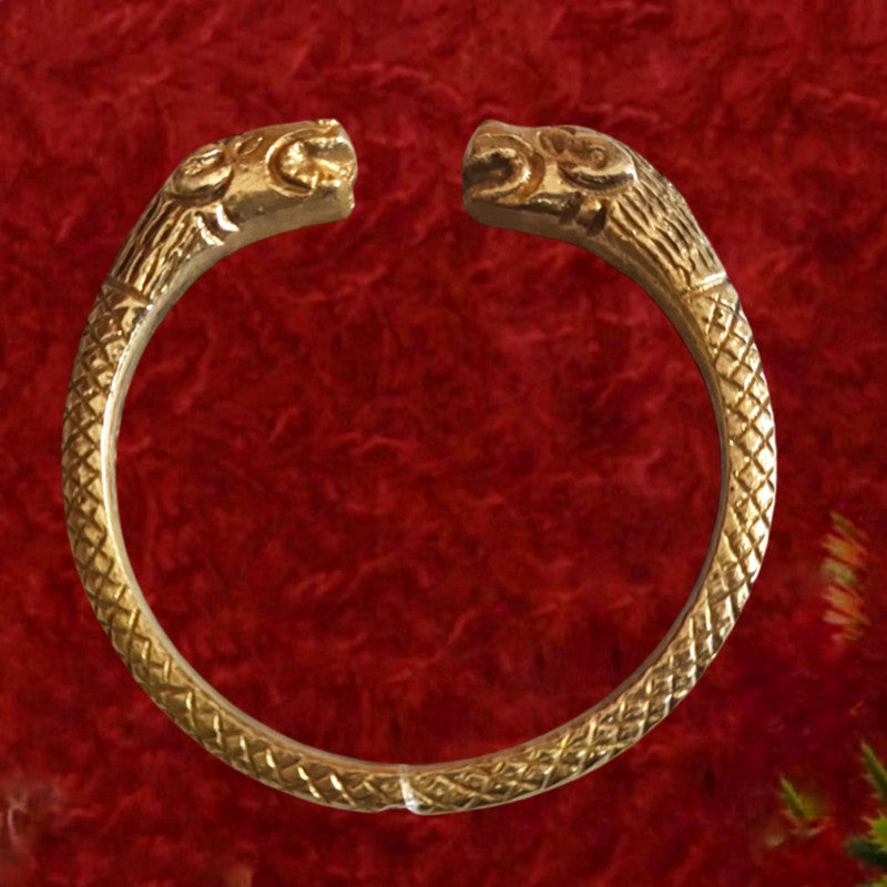 Traditional Brass Gold Plated Kada Cuff for Men (3593)