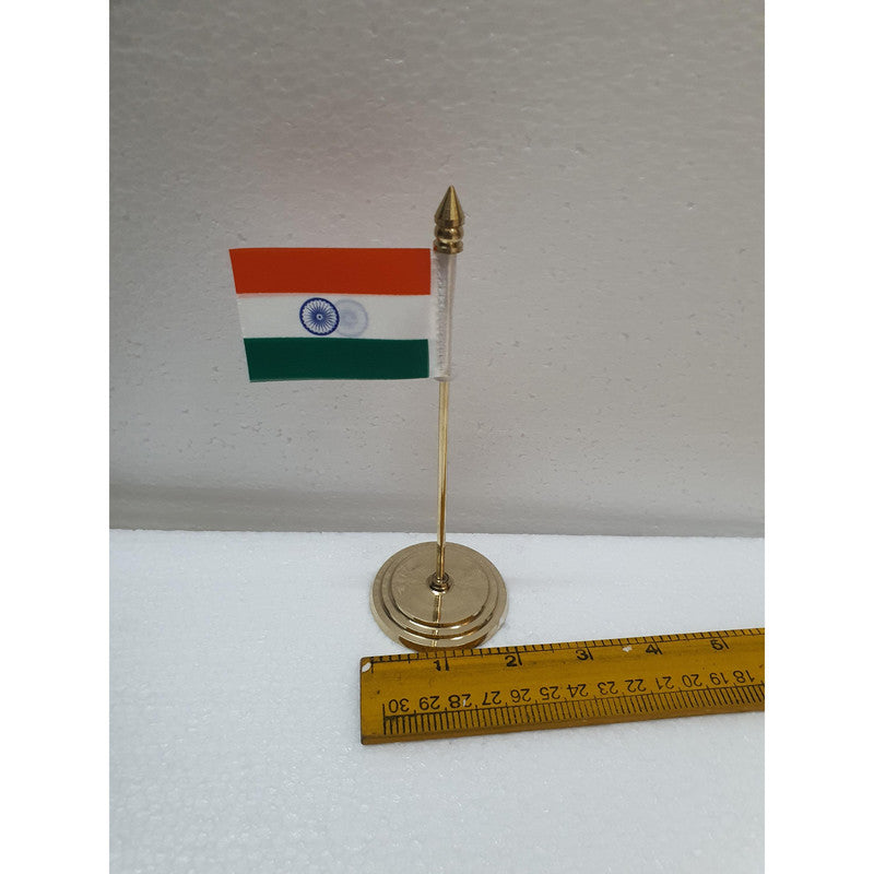 BRASS India National FLAG Memento Sculpture Home Office Desk Artwork Showpiece Rare (3772)