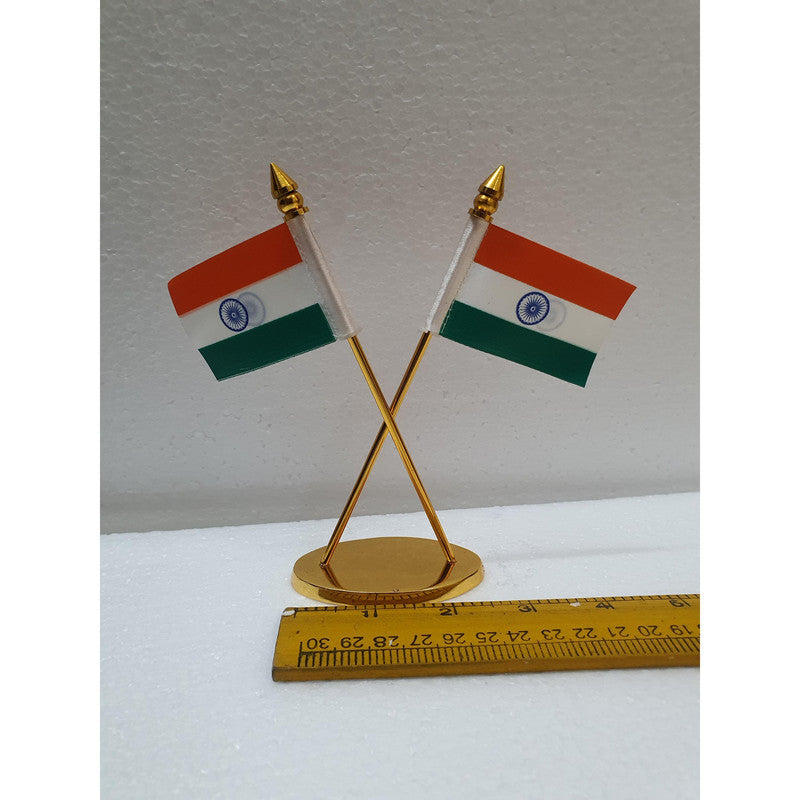 BRASS India National FLAG Memento Sculpture Home Office Desk Artwork Showpiece Rare (3775)