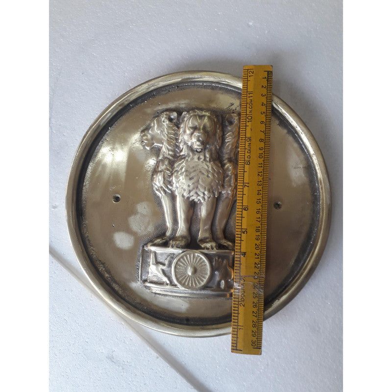 Brass Indian National Emblem Wall Plaque - BRASS - 11 Inches (3779)