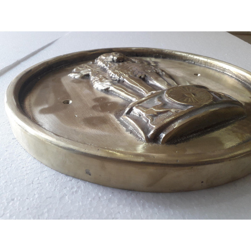 Brass Indian National Emblem Wall Plaque - BRASS - 11 Inches (3779)