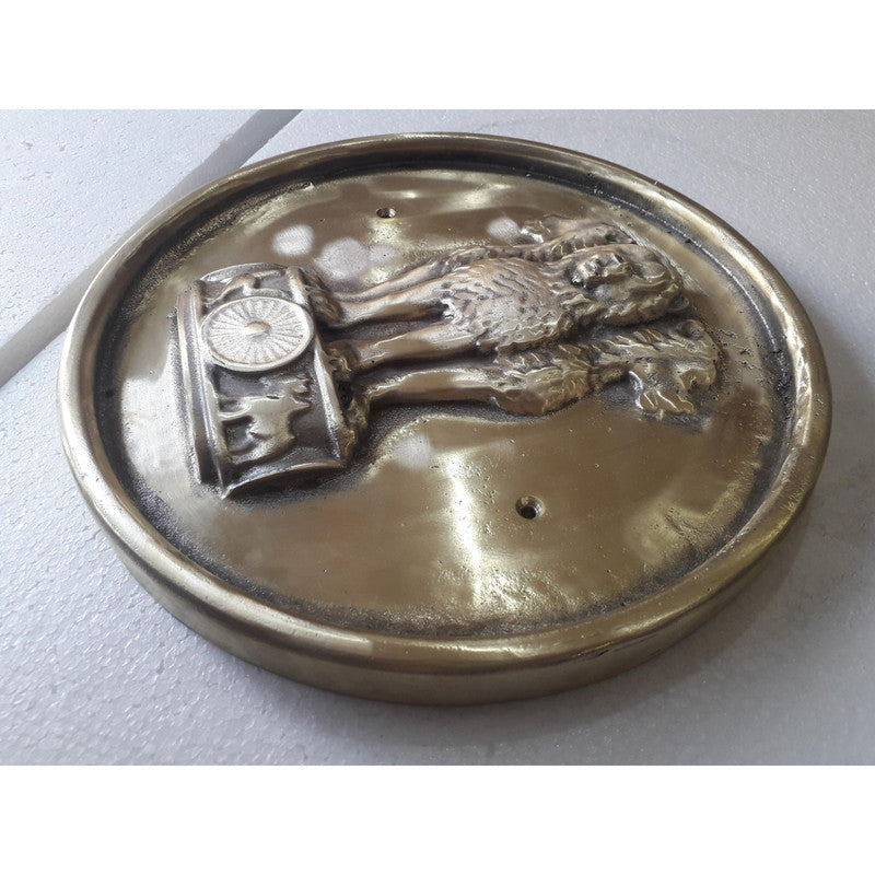 Brass Indian National Emblem Wall Plaque - BRASS - 11 Inches (3779)