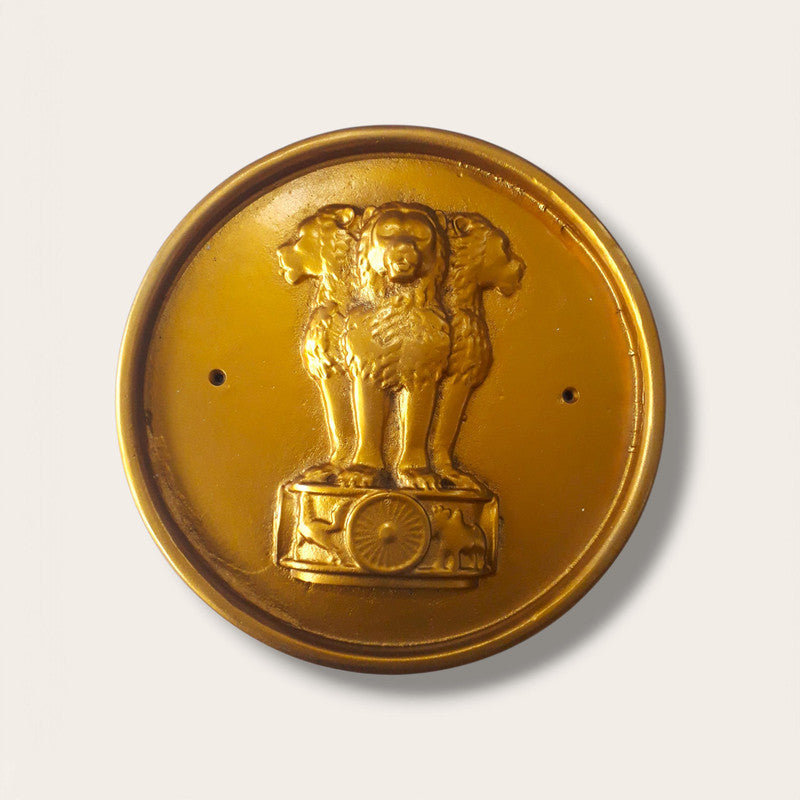 Indian NATIONAL Emblem PLAQUE - Republic of INDIA - Ashok STAMBH 3D Work Casting (3780)