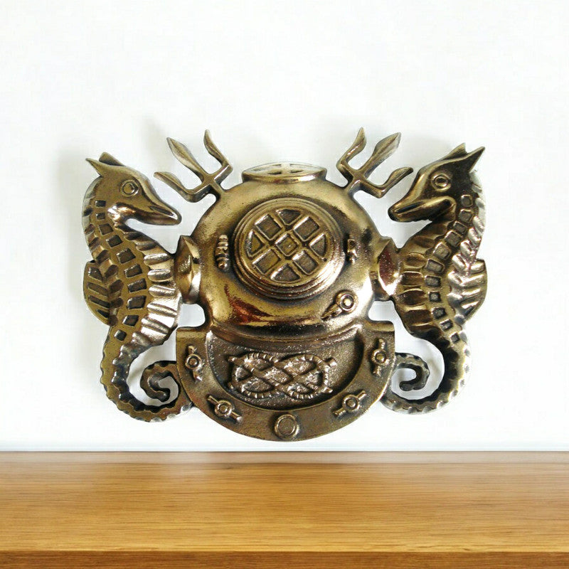 Marine Solid BRASS Navy Master Diver Plaque Deep Sea - DIVING HELMET Crests Badge (5117)