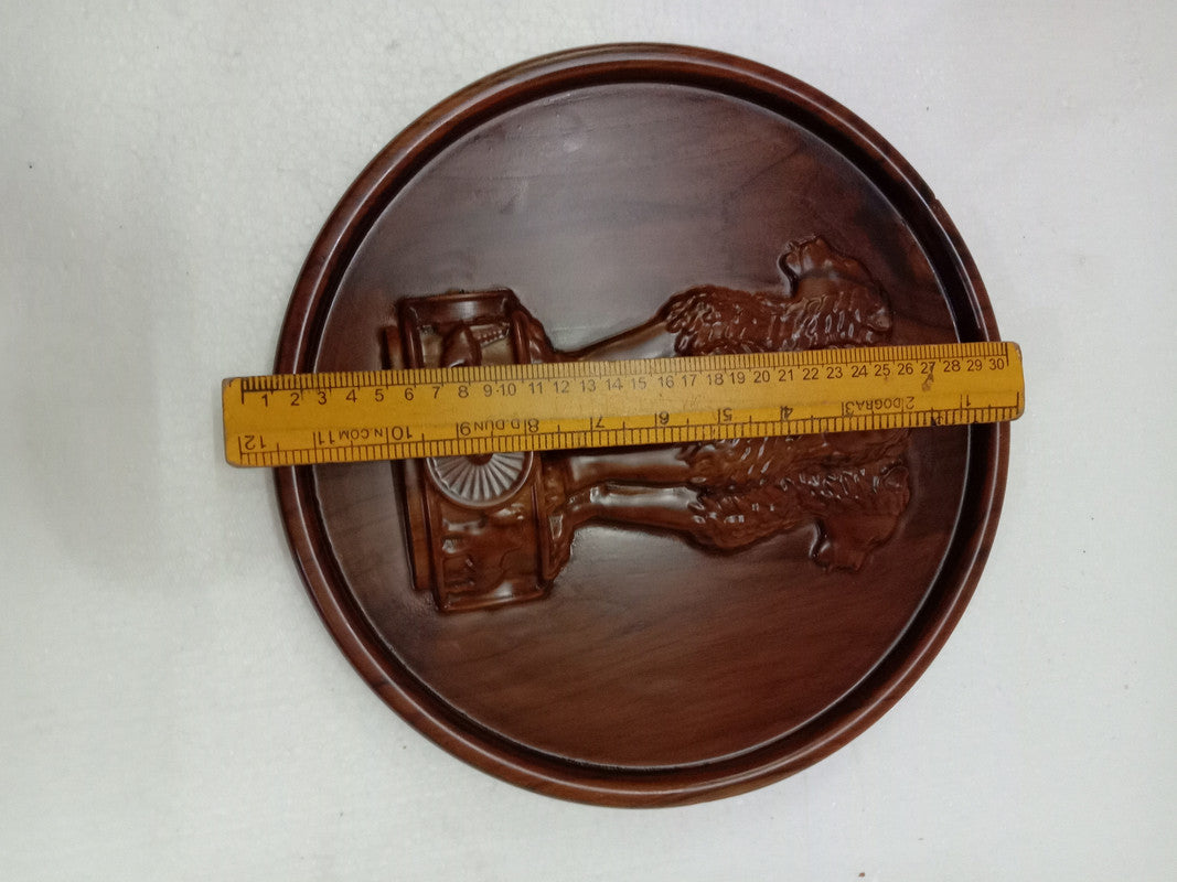 Indian NATIONAL Emblem Wooden Plaque - 3D Engraving - 12 Inches - Ashok STAMBH (5377)