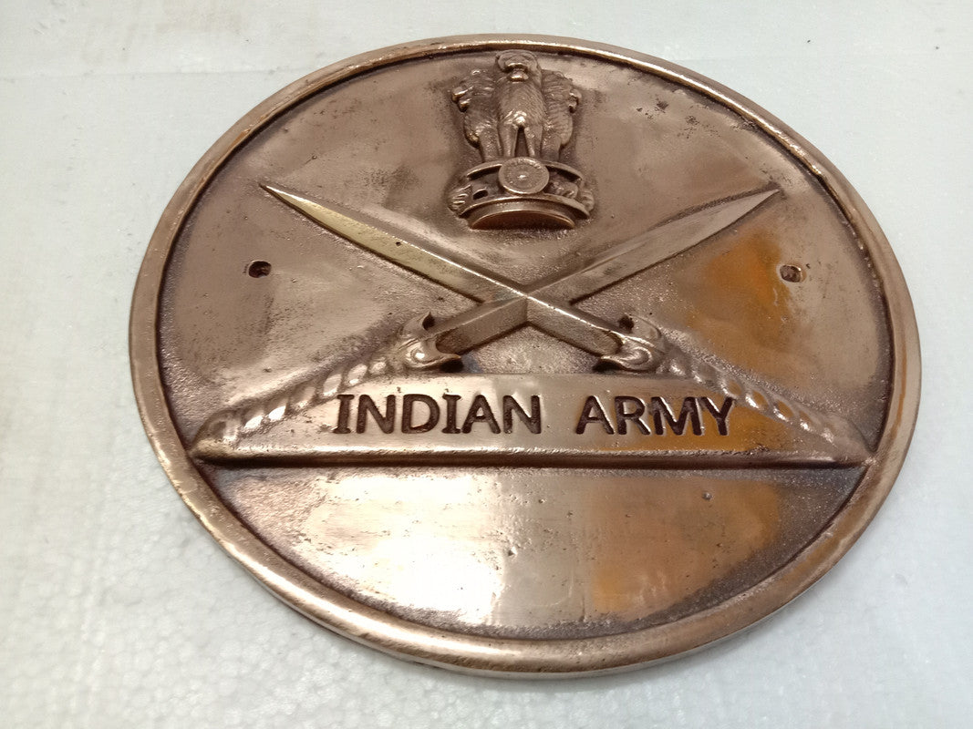 Brass INDIAN ARMY Wall Plaque - Solid Casting - 12 Inches (5393)