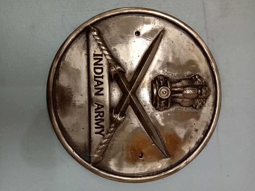 Brass INDIAN ARMY Wall Plaque - Solid Casting - 12 Inches (5393)