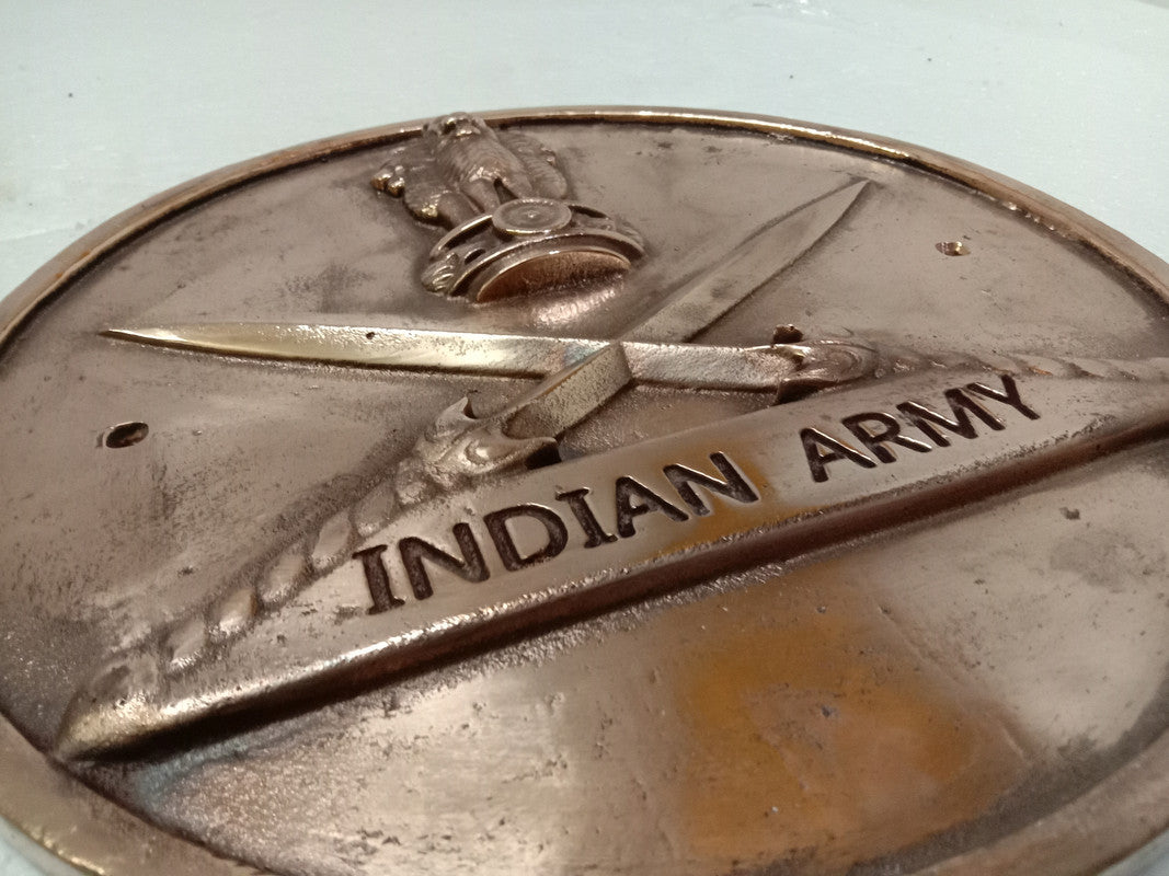 Brass INDIAN ARMY Wall Plaque - Solid Casting - 12 Inches (5393)