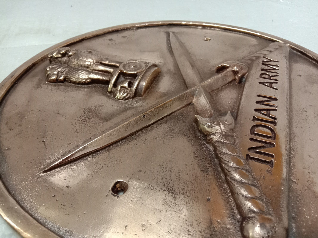 Brass INDIAN ARMY Wall Plaque - Solid Casting - 12 Inches (5393)
