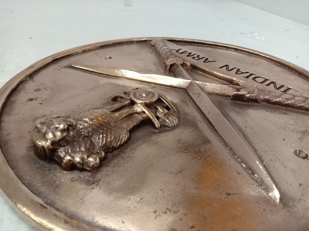 Brass INDIAN ARMY Wall Plaque - Solid Casting - 12 Inches (5393)