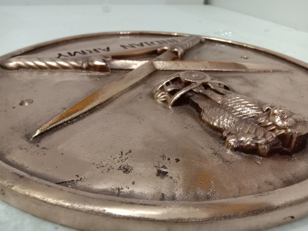 Brass INDIAN ARMY Wall Plaque - Solid Casting - 12 Inches (5393)