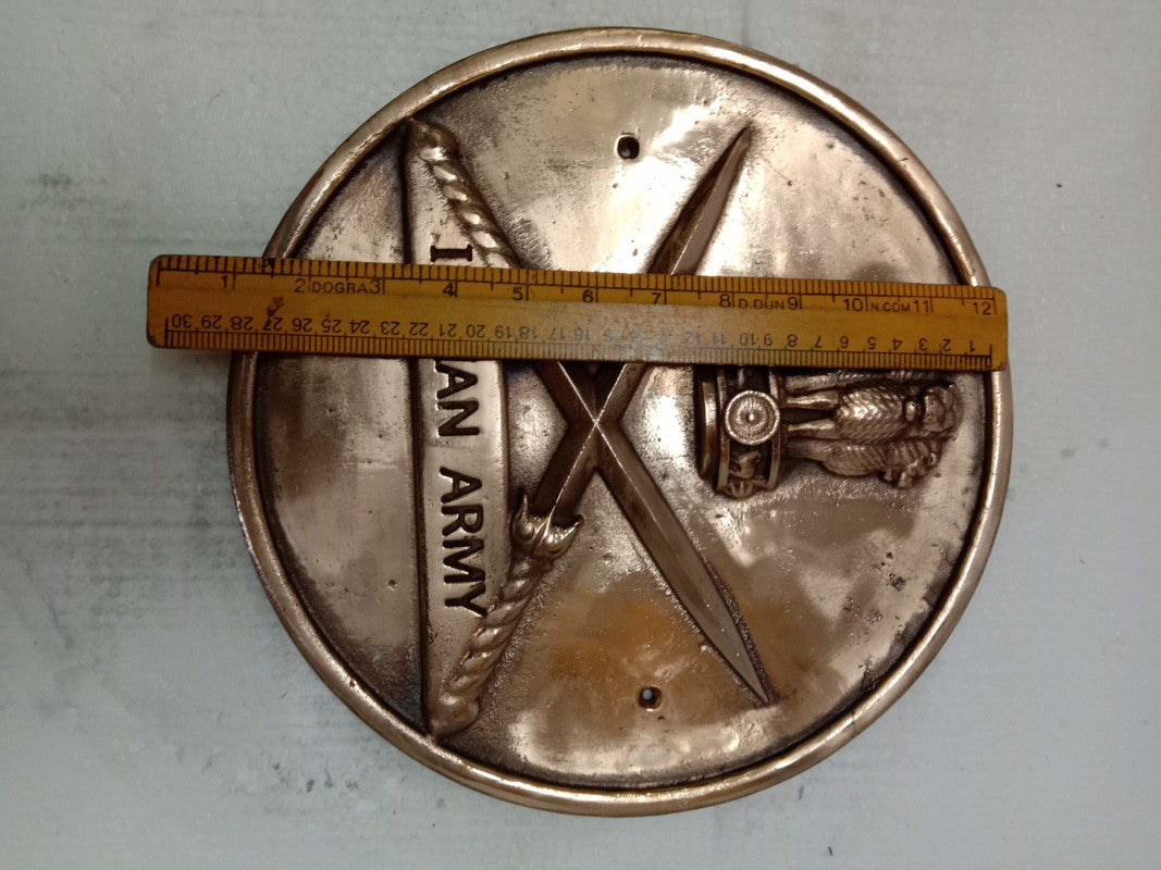 Brass INDIAN ARMY Wall Plaque - Solid Casting - 12 Inches (5393)