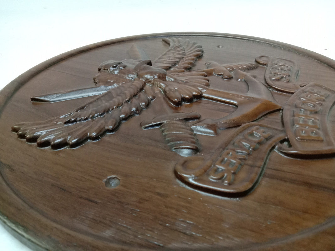 SERVICE BEFORE SELF WOODEN Plaque - 12 Inches - 3D Engraving- Crest Badge Wall Décor (5395)