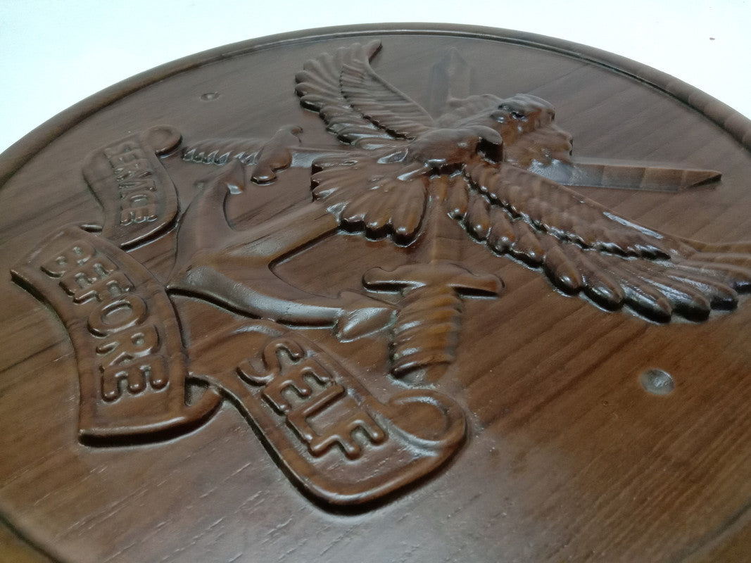 SERVICE BEFORE SELF WOODEN Plaque - 12 Inches - 3D Engraving- Crest Badge Wall Décor (5395)