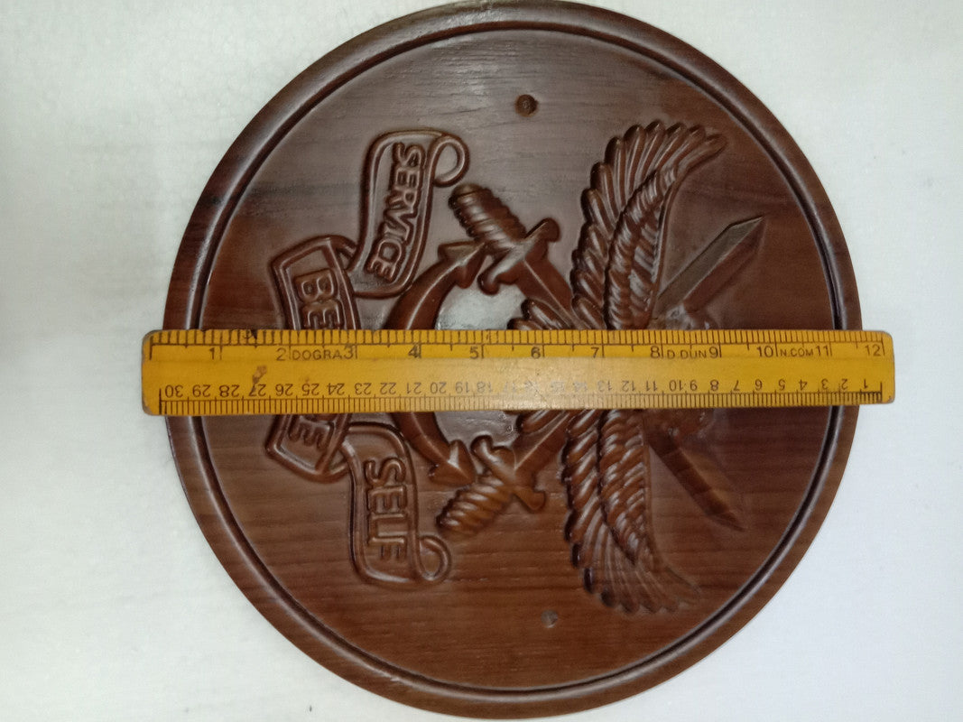 SERVICE BEFORE SELF WOODEN Plaque - 12 Inches - 3D Engraving- Crest Badge Wall Décor (5395)