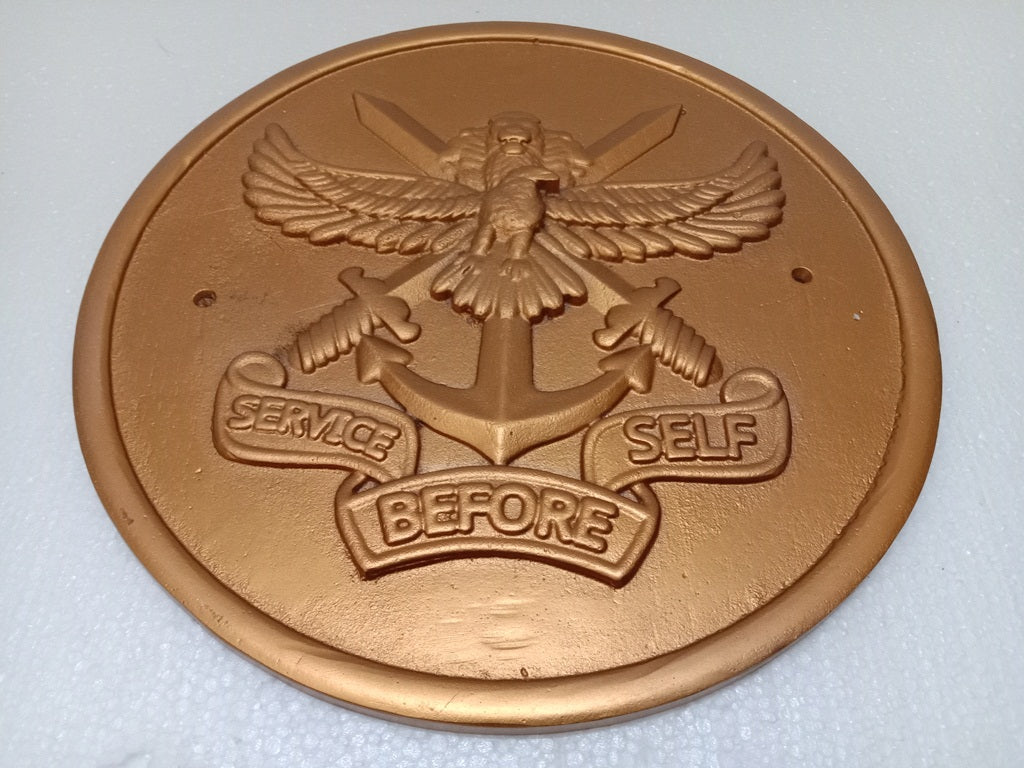 SERVICE BEFORE SELF Safe Plaque - 12 Inches -Solid Cast - Crest Badge Wall Décor (5397)
