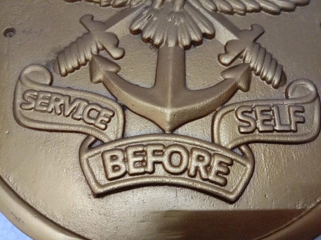 SERVICE BEFORE SELF Safe Plaque - 12 Inches -Solid Cast - Crest Badge Wall Décor (5397)