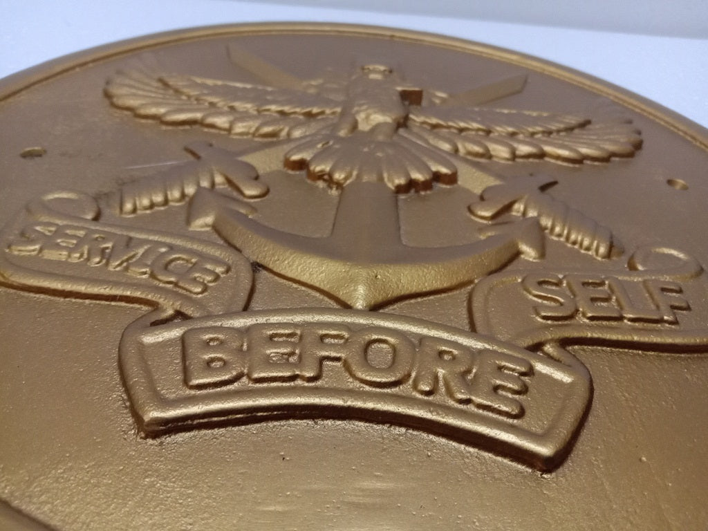 SERVICE BEFORE SELF Safe Plaque - 12 Inches -Solid Cast - Crest Badge Wall Décor (5397)