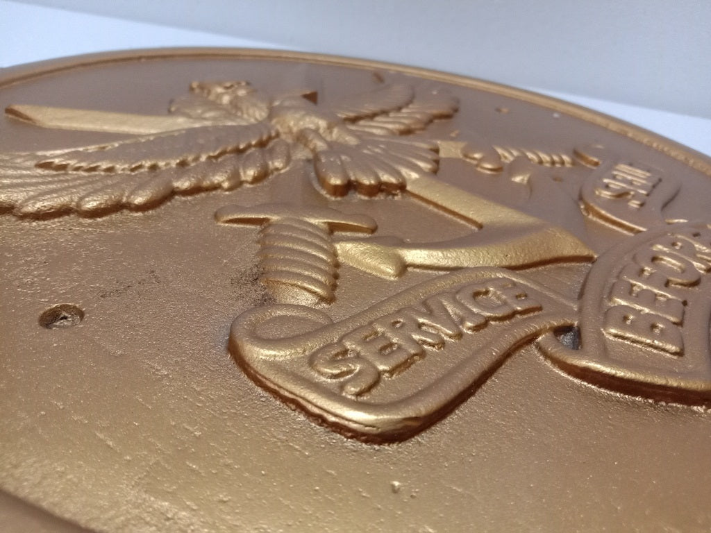 SERVICE BEFORE SELF Safe Plaque - 12 Inches -Solid Cast - Crest Badge Wall Décor (5397)