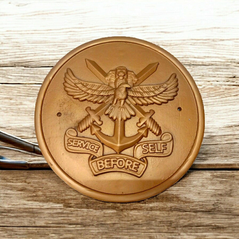 SERVICE BEFORE SELF Safe Plaque - 12 Inches -Solid Cast - Crest Badge Wall Décor (5397)