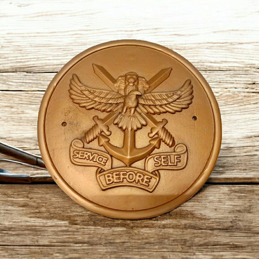 SERVICE BEFORE SELF Safe Plaque - 12 Inches -Solid Cast - Crest Badge Wall Décor (5397)