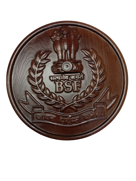Border Security Force BSF WOODEN Plaque - 12 Inches - 3D Engraving- Crest Badge Wall Décor (5407)