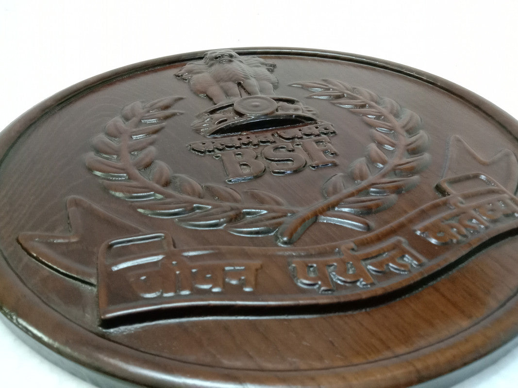 Border Security Force BSF WOODEN Plaque - 12 Inches - 3D Engraving- Crest Badge Wall Décor (5407)