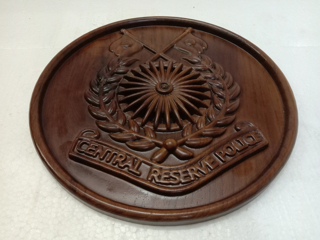 Central Reserve Police Force CRPF WOODEN Plaque - 12 Inches - 3D Engraving- Crest Badge Wall Décor (5413)
