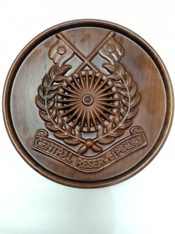 Central Reserve Police Force CRPF WOODEN Plaque - 12 Inches - 3D Engraving- Crest Badge Wall Décor (5413)