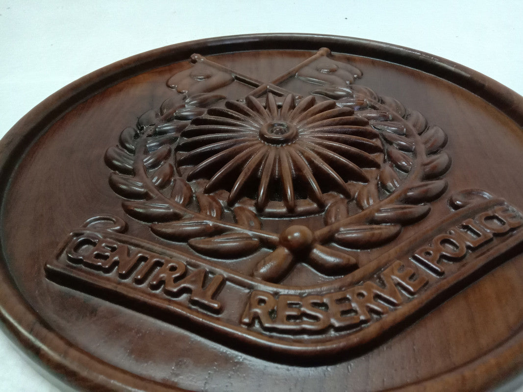Central Reserve Police Force CRPF WOODEN Plaque - 12 Inches - 3D Engraving- Crest Badge Wall Décor (5413)