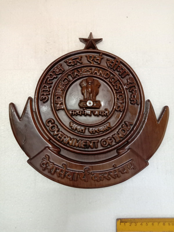 Indian GST & CUSTOMS Wooden Wall Plaque - 12 Inches - 3D Engraving - Advocate Tax Consultant (5419)