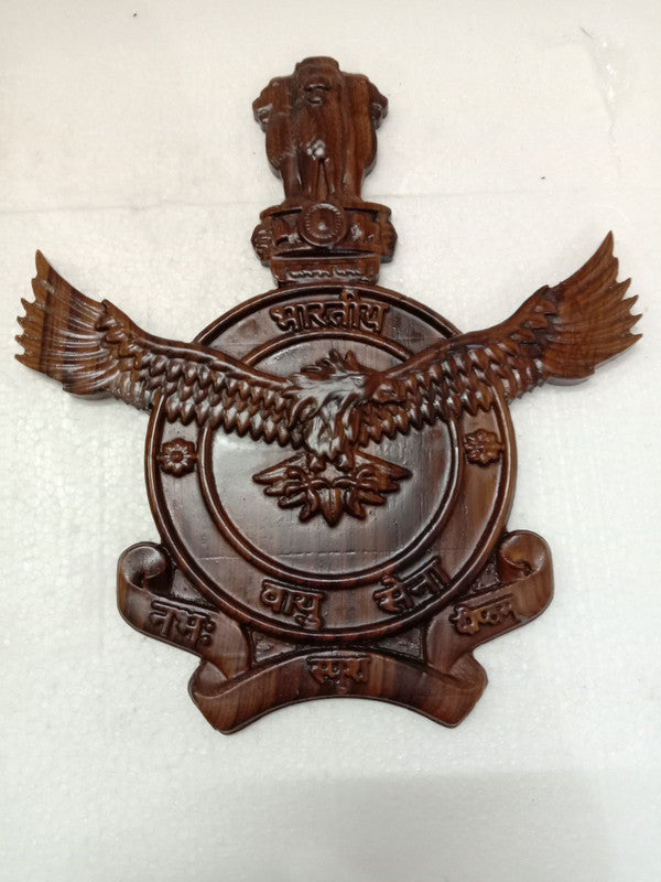 Indian AIR FORCE Vayu Sena Wooden Wall Plaque - 12 Inches - 3D Engraving - Indian Army (5425)