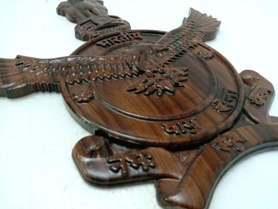 Indian AIR FORCE Vayu Sena Wooden Wall Plaque - 12 Inches - 3D Engraving - Indian Army (5425)