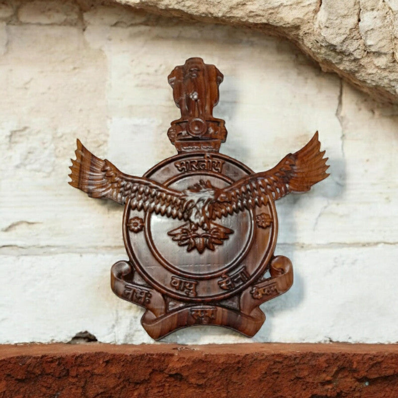 Indian AIR FORCE Vayu Sena Wooden Wall Plaque - 12 Inches - 3D Engraving - Indian Army (5425)