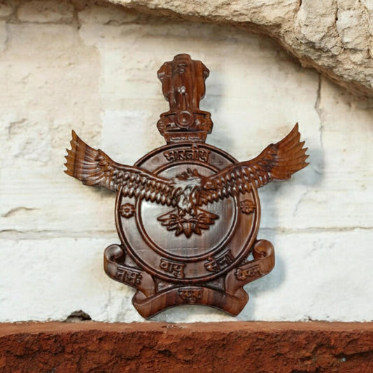 Indian AIR FORCE Vayu Sena Wooden Wall Plaque - 12 Inches - 3D Engraving - Indian Army (5425)