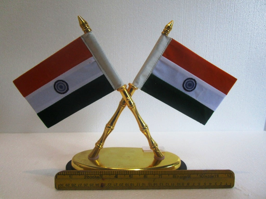 Indian NATIONAL Emblem with FLAG - BRASS - Republic of INDIA - Table Decor (75)