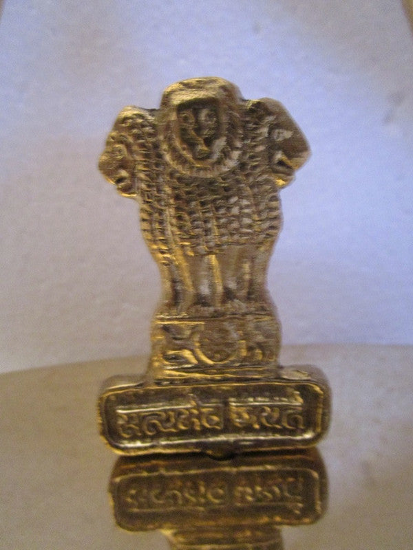 BRASS Indian NATIONAL Emblem with FLAG - BRASS - Republic of INDIA - Table Decor (884)