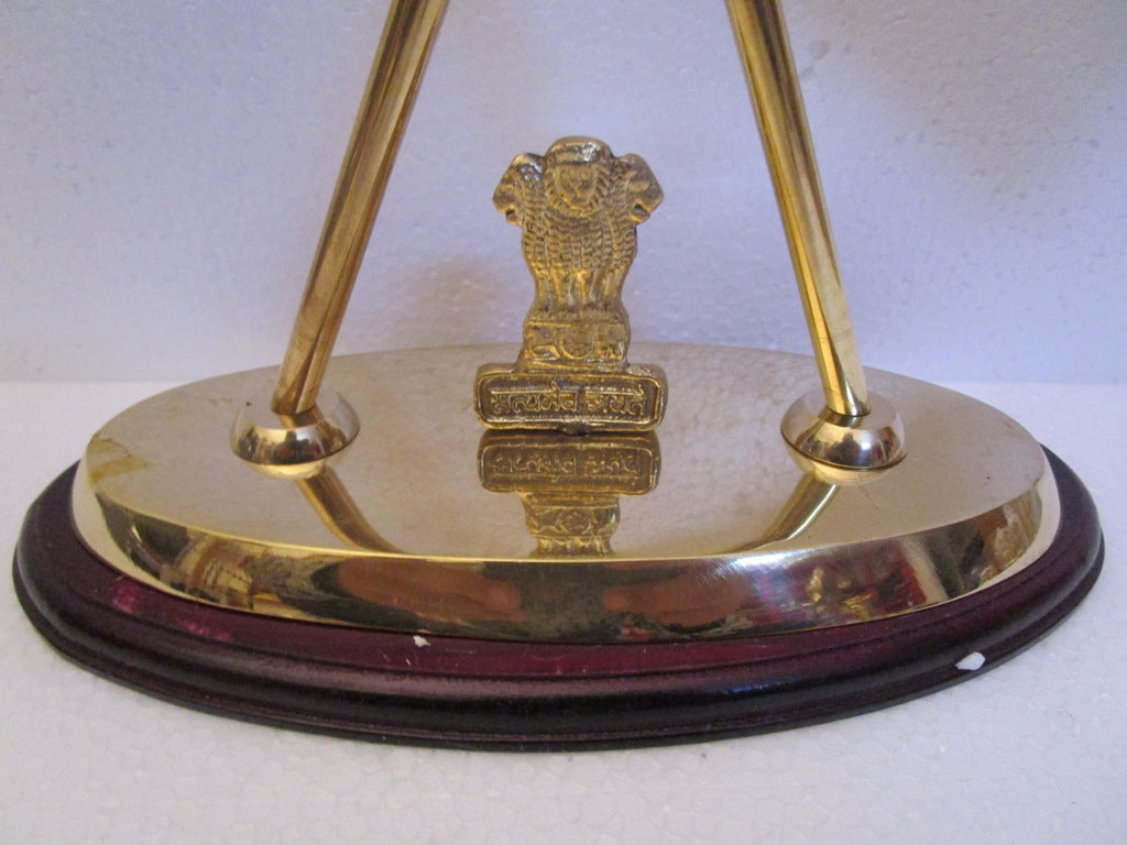 BRASS Indian NATIONAL Emblem with FLAG - BRASS - Republic of INDIA - Table Decor (884)