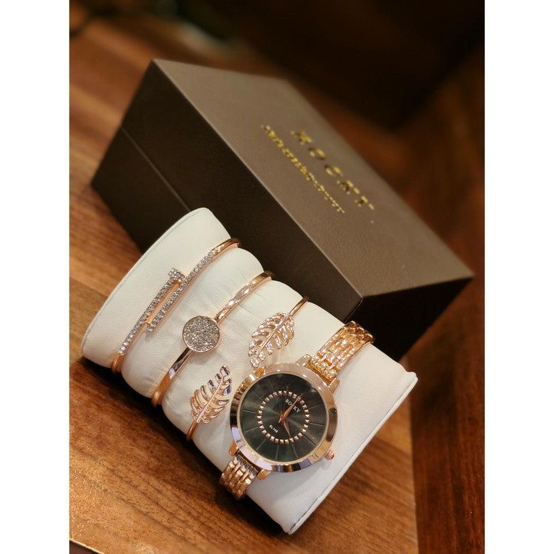 Executive Class Wrist Watch with Three Bracelet for Women Girls - Fashion Collection (9293)