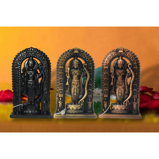 3 Pcs Original Ram Lalla Idol Murti Lalla Statue Metal For Puja Decorative Showpiece | Black Gold And Copper Finished (2434)