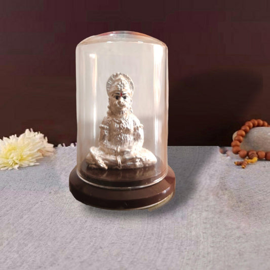 Silver Plated Beautiful Lord Hanuman with Acrylic Base Idol Decorative Showpiece (1977)