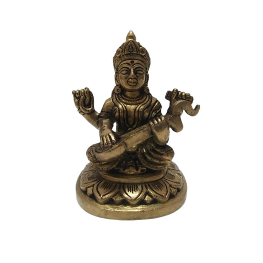 Goddess Saraswati Mata Statue Figurine | Brass | Worship Pooja| Temple (1990)