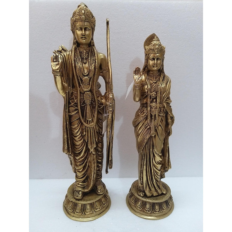 Large Brass Ayodhya Ram with Sita Mata Murti Idol Statue | Temple Mandir Home Decor (2121)