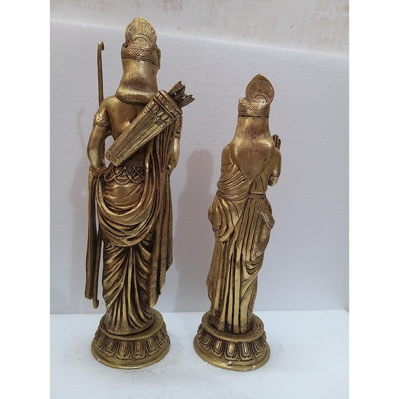 Large Brass Ayodhya Ram with Sita Mata Murti Idol Statue | Temple Mandir Home Decor (2121)
