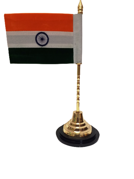 BRASS Indian NATIONAL FLAG Stand - Bharat- Republic of INDIA (1452) 