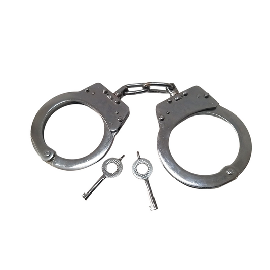 Vintage Style Police Hand Cuff | Handcuff | Jail Cinema Drama Silver Plated Police (1819)