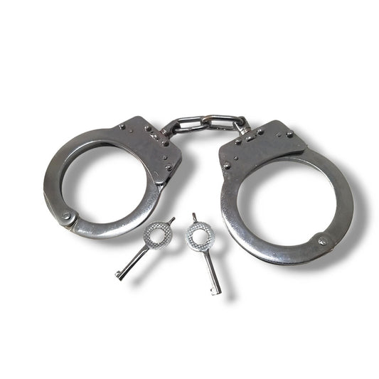 Heavy Duty Police Handcuff | Carbon Steel Made Solid | Theatre Play Silver Plated Police (1819)
